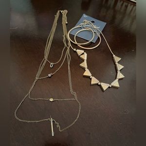 Universal Thread Gold Jewelry Bundle (2 necklaces, hoop earrings)